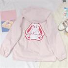 Rabbit Embroidered Hooded Button Jacket