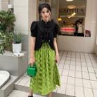Short-sleeve Bow Top / Midi Skirt