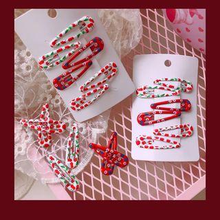 Cherry Print Hair Clip Set Of 6 - As Shown In Figure - One Size