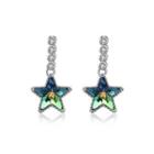 925 Sterling Silver Fashion Elegant Star Earrings With Multicolor Austrian Element Crystal Silver - One Size