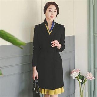 Double-breasted Long Jacket With Belt