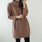 Mock-neck Brushed-fleece Mini Dress