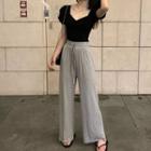 Short-sleeve Slim Fit T-shirt / Wide Leg Pants