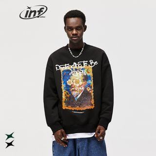 Spoof-print Loose Fleece Pullover