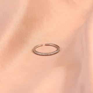 Rhinestone Open Hoop Earring With Gift Box - 1 Pc - Silver - One Size