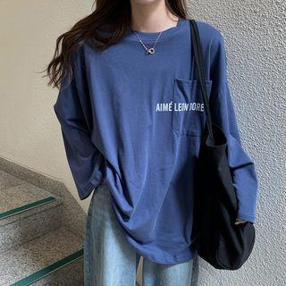 Long-sleeve Letter Pocket T-shirt