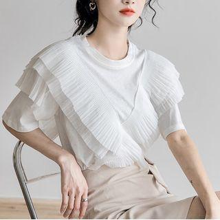 Short-sleeve Mesh Ruffle T-shirt