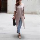 Slit-front T-shirt