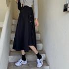 Buckled Irregular Midi A-line Skirt