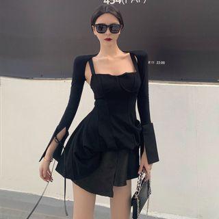 Plain A-line Mini Dress / Plain Cape