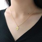 925 Sterling Silver Embossed Face Pendant Necklace Gold - One Size