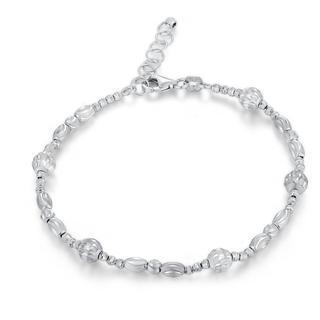 18k White Gold Assorted Diamond-cut Beads Bracelet (6.5)