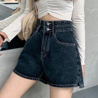High Waist Wide Leg Demin Shorts