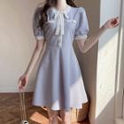 Houndstooth Swing Dress With Brooch