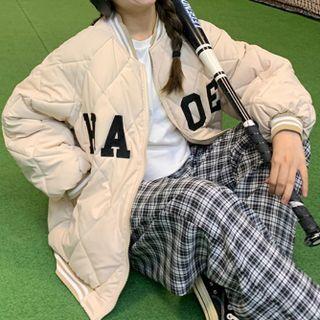 Long-sleeve Lettering Zip Padded Jacket