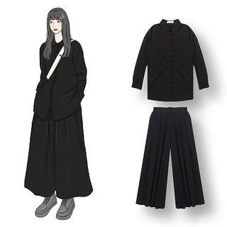 Plain Shirt / Cropped Wide-leg Pants