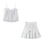 Set: Lace Trim Camisole Top + Mini A-line Skirt