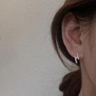 Letter H Rhinestone Sterling Silver Earring 1 Pr - Silver - One Size