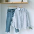 Striped Shirt / Straight-fit Jeans