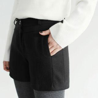 Zip-front Brushed-fleece Shorts
