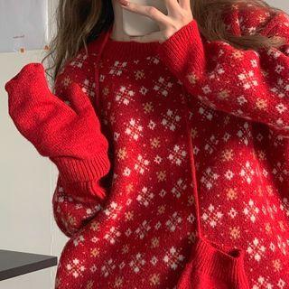Snowflake Round-neck Knit Sweater