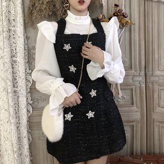 Frill-trim Blouse / Sleeveless Sequined Star Mini Dress