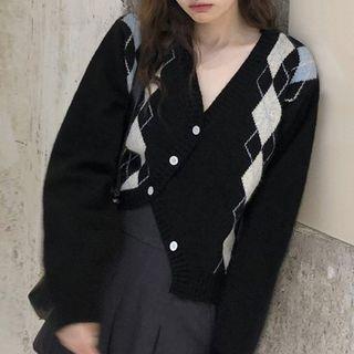Argyle Cardigan Argyle - Black - One Size