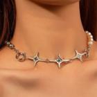 Star Choker Necklace 01 - Silver - One Size