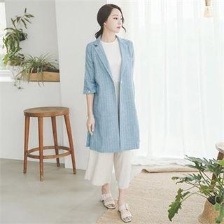 Elbow-sleeve Stripe Long Jacket