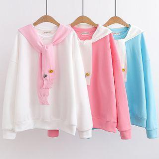 Knit Shawl Panel Sweatshirt