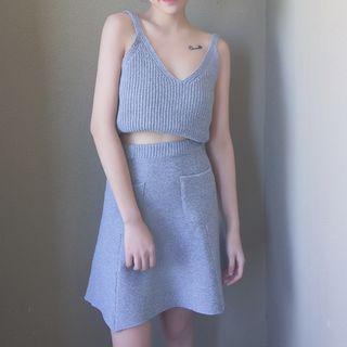 Set: Knit Camisole Top + Knit A-line Skirt