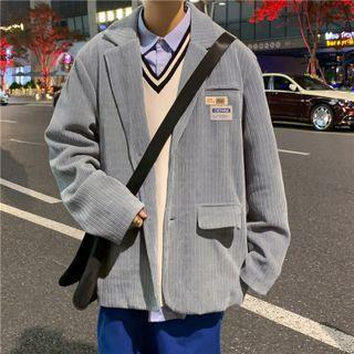 Striped Applique Corduroy Blazer