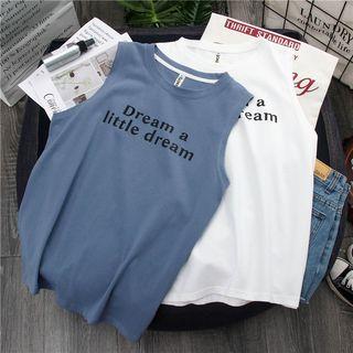 Sleeveless Lettering Print T-shirt