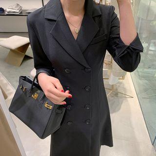 Long-sleeve Midi Buttoned A-line Dress