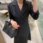 Long-sleeve Midi Buttoned A-line Dress