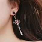 Embellished Ear Stud 1 Pair - Black & Red & Blue - One Size