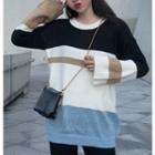 Color Block Knit Top As Shown In Figure - One Size