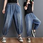 High-waist Drawstring Harem Jeans