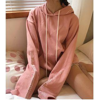 Loose-fit Letter Embroidered Hoodie