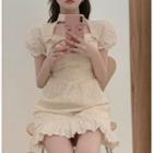 Lace Cutout Short-sleeve Slim-fit Dress