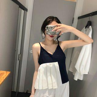 Spaghetti Strap Pleated Panel Top