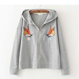 Fox Embroidered Hooded Jacket