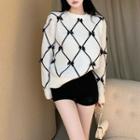 Ribbon-accent Round-neck Oversized Sweater