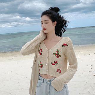 Embroidered Cardigan / Wide-leg Jeans