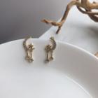 Moon & Star Rhinestone Sterling Silver Fringed Earring E294 - 1 Pair - Gold - One Size
