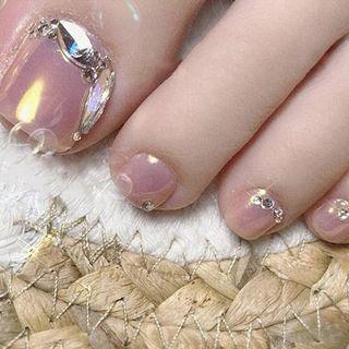 Embellished Faux Toe Nail Tips J-112 - Purple - One Size
