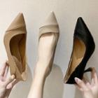 Faux Leather Pointy High Heel Pumps