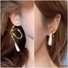Non-matching Faux Pearl Irregular Dangle Earring 1 Pair - As Shown In Figure - One Size