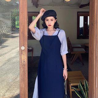 Mock-two-piece High-waist A-line Dress