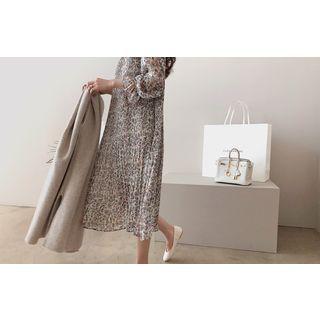 Floral Print Pleated Long Dress